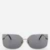 Rita Ora Curved Rimless Sunglasses