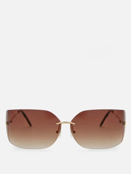 Rita Ora Curved Rimless Sunglasses