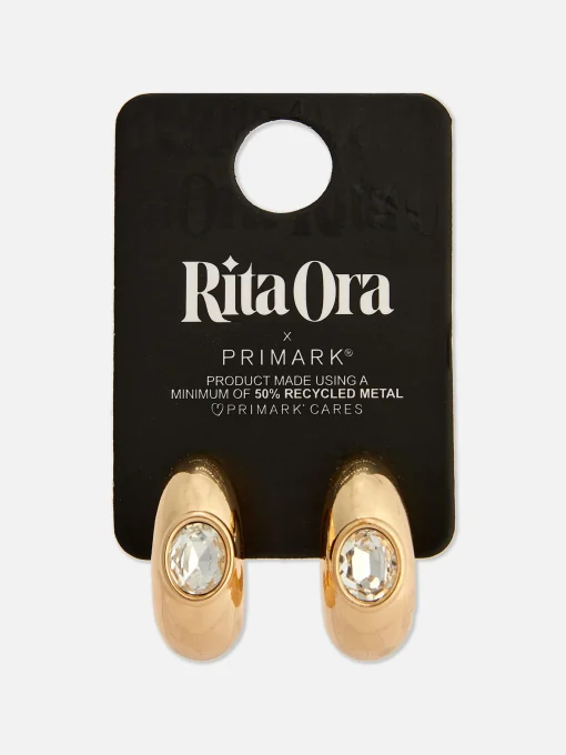 Rita Ora Faux Gem Chunky Hoop Earrings