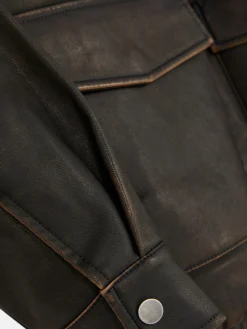 Rita Ora Faux Leather Distressed Bomber Jacket