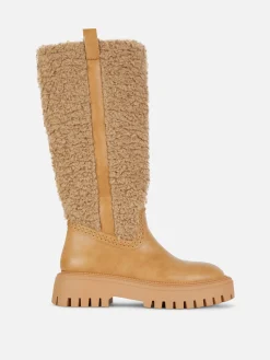 Rita Ora Fleece Knee High Boots