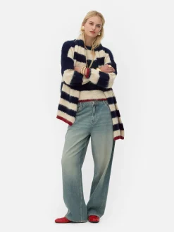 Rita Ora Fluffy Striped Sweater