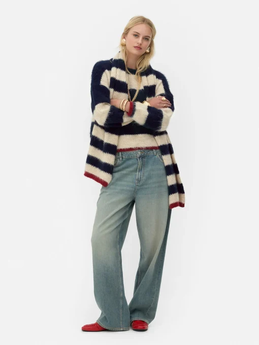 Rita Ora Fluffy Striped Sweater