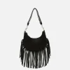 Rita Ora Fringed Suede Shoulder Bag