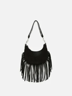 Rita Ora Fringed Suede Shoulder Bag