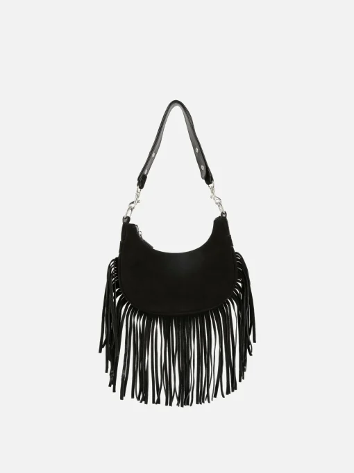 Rita Ora Fringed Suede Shoulder Bag