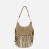 Rita Ora Fringed Suede Shoulder Bag