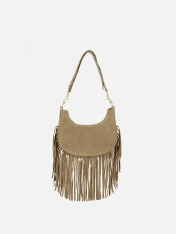 Rita Ora Fringed Suede Shoulder Bag