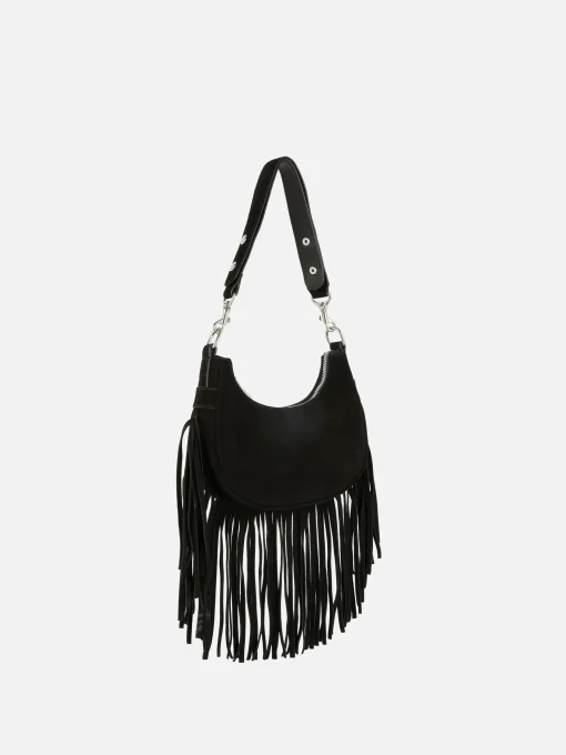 Rita Ora Fringed Suede Shoulder Bag