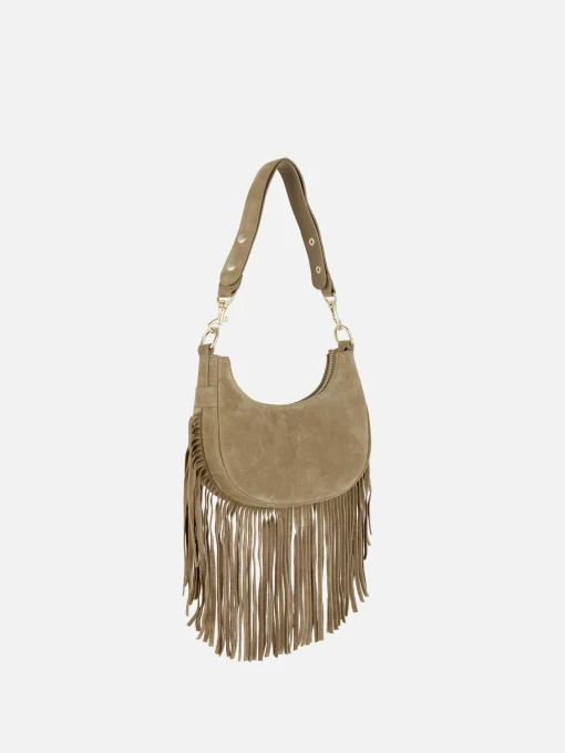 Rita Ora Fringed Suede Shoulder Bag