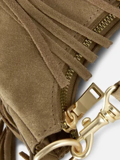 Rita Ora Fringed Suede Shoulder Bag