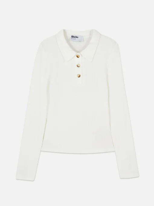 Rita Ora Long Sleeve Ribbed Polo