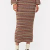 Rita Ora Striped Knit Midi Skirt