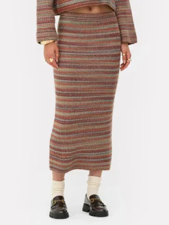Rita Ora Striped Knit Midi Skirt
