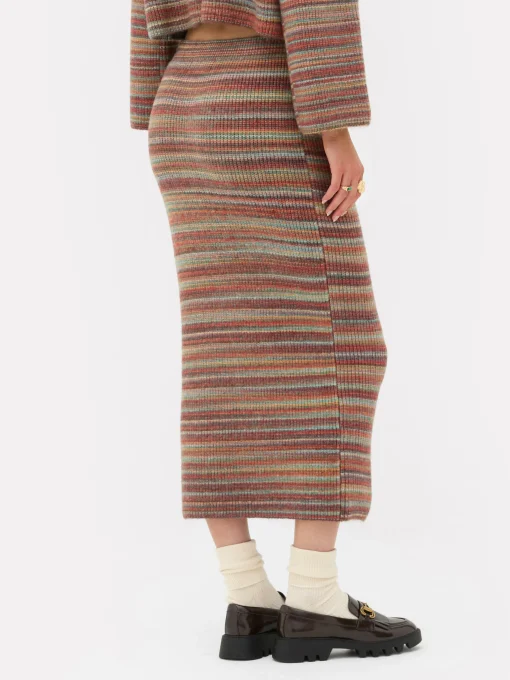 Rita Ora Striped Knit Midi Skirt