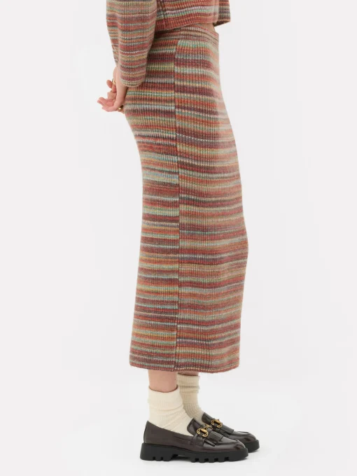 Rita Ora Striped Knit Midi Skirt