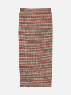 Rita Ora Striped Knit Midi Skirt