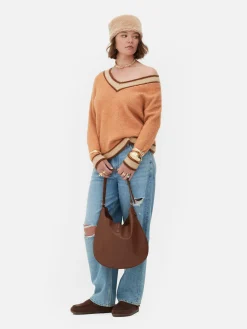 Rita Ora Vintage Style V-Neck Sweater