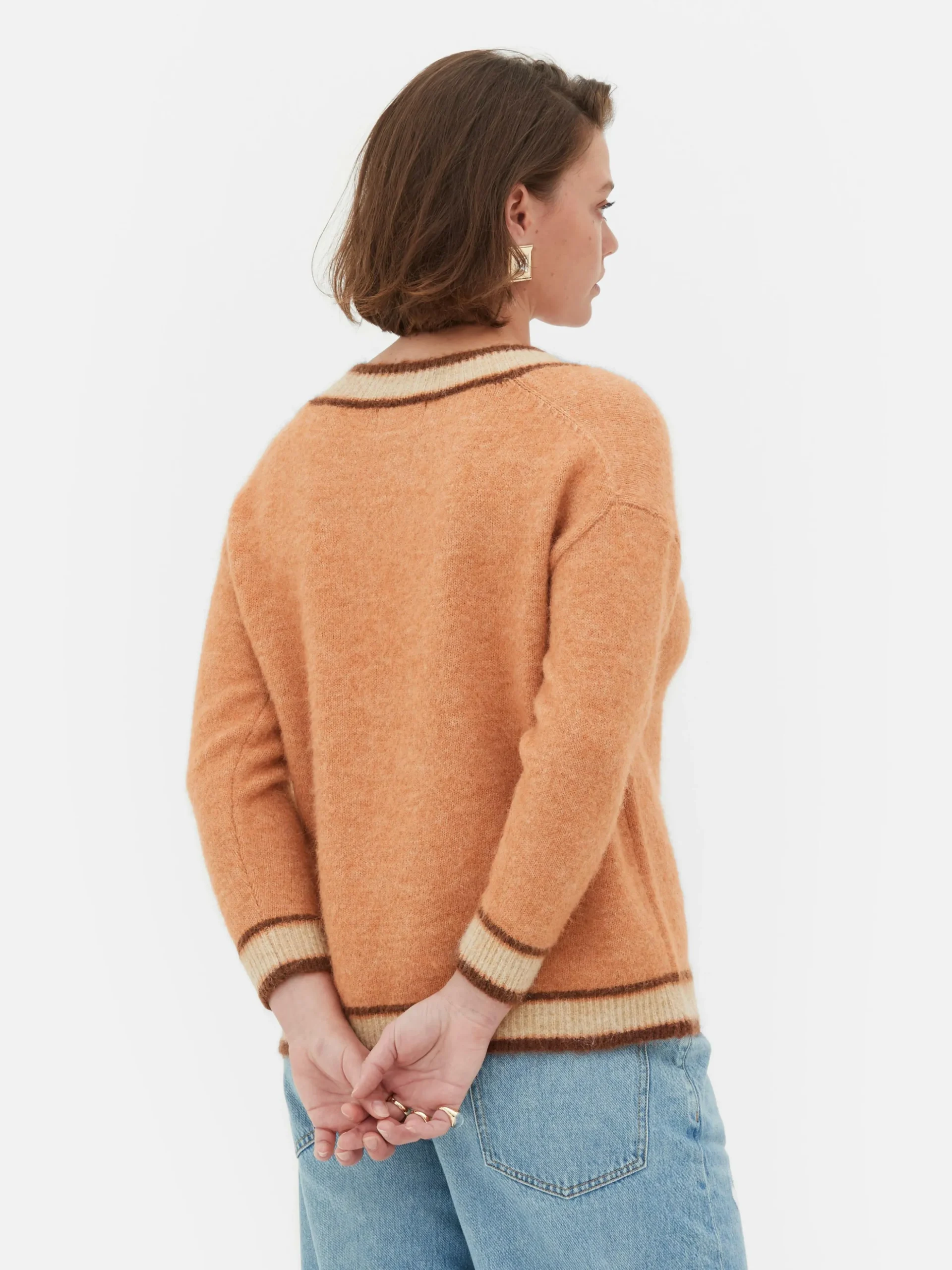 Rita Ora Vintage Style V-Neck Sweater