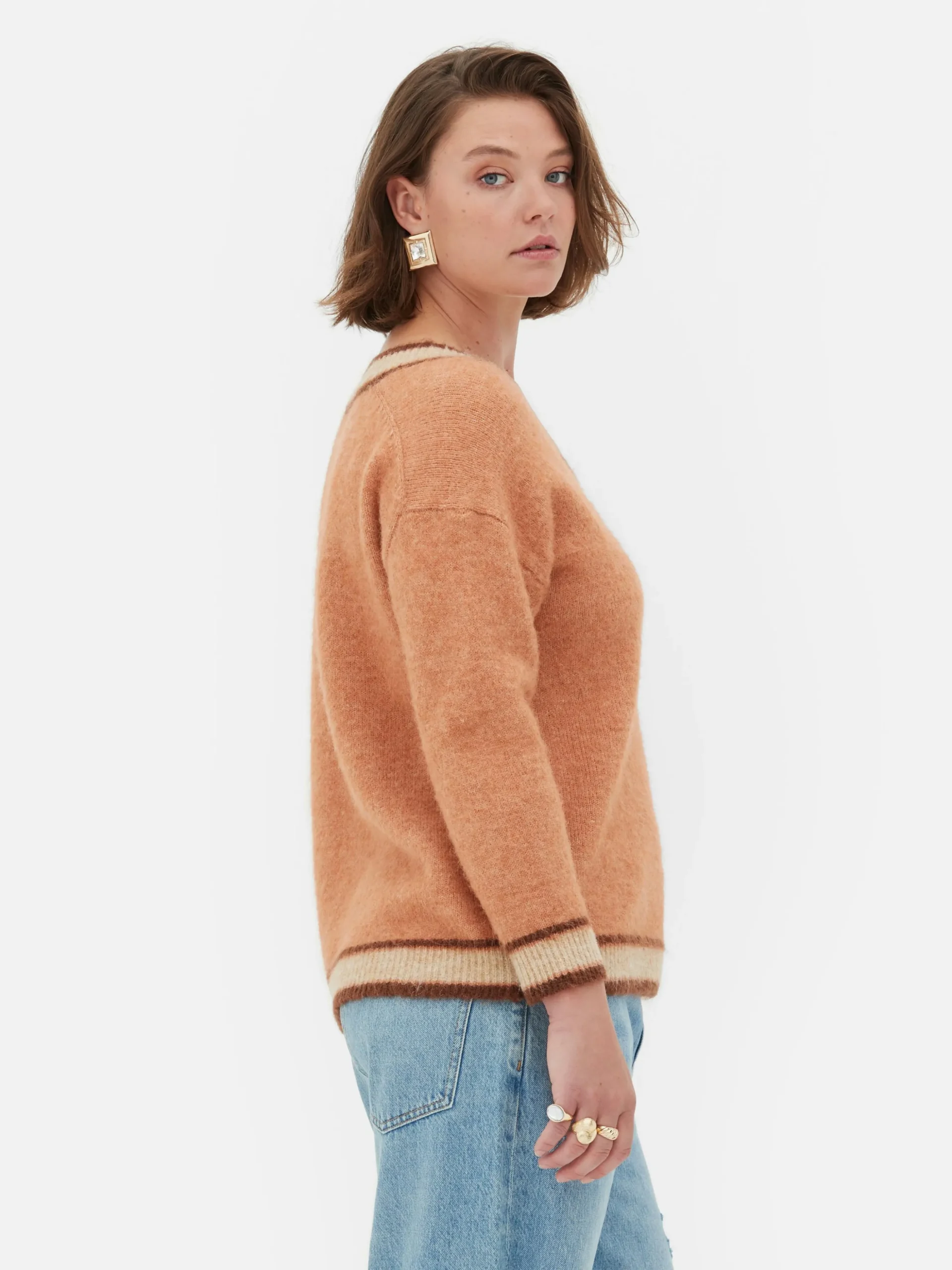 Rita Ora Vintage Style V-Neck Sweater