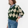Rita Ora V-Neck Argyle Sweater