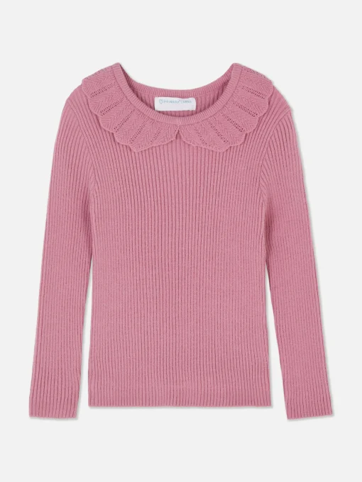 Ruffle Collar Long Sleeve T-Shirt