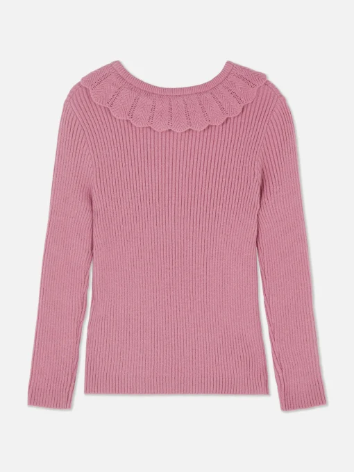 Ruffle Collar Long Sleeve T-Shirt