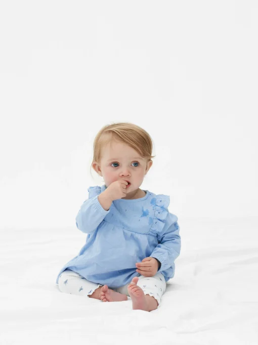 Ruffled Blouse And Leggings Set