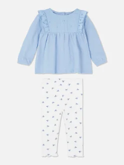 Ruffled Blouse And Leggings Set