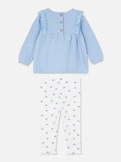 Ruffled Blouse And Leggings Set
