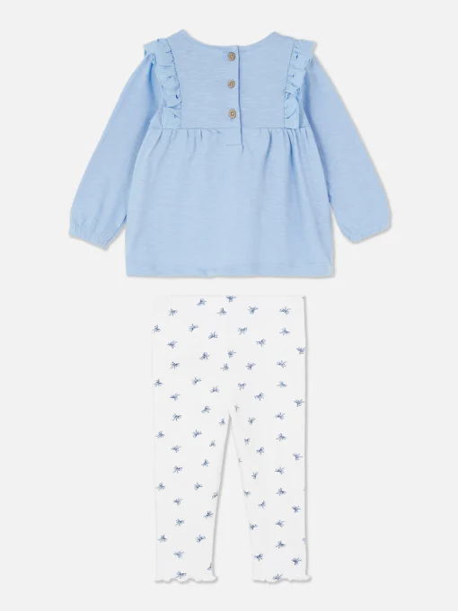 Ruffled Blouse And Leggings Set