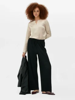 Satin Keyhole Blouse
