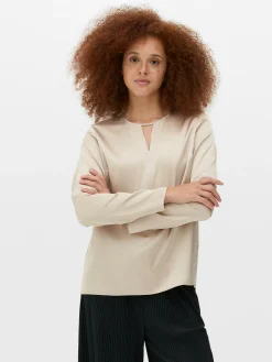 Satin Keyhole Blouse
