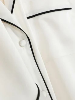 Satin Long Sleeve Shirt Pajama Set