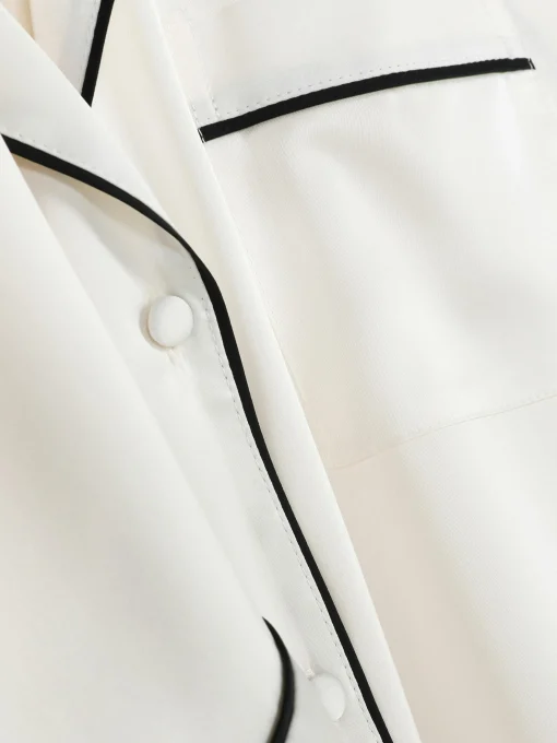 Satin Long Sleeve Shirt Pajama Set