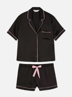 Satin Nightshirt And Shorts Pajama Set