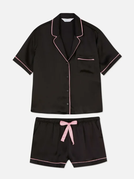 Satin Nightshirt And Shorts Pajama Set
