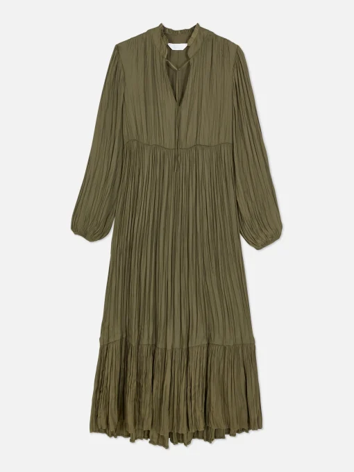 Satin Pleated Midi Dress