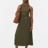Satin Pleated Midi Skirt