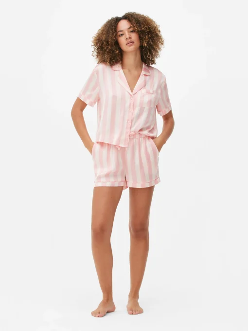 Satin Shirt & Shorts Pajama Set