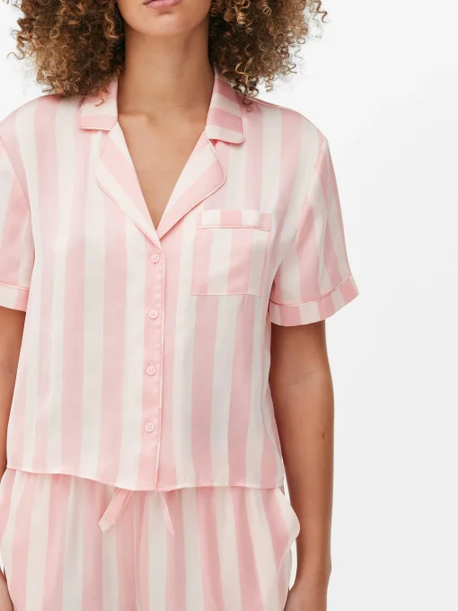 Satin Shirt & Shorts Pajama Set