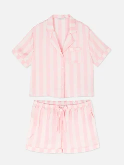 Satin Shirt & Shorts Pajama Set