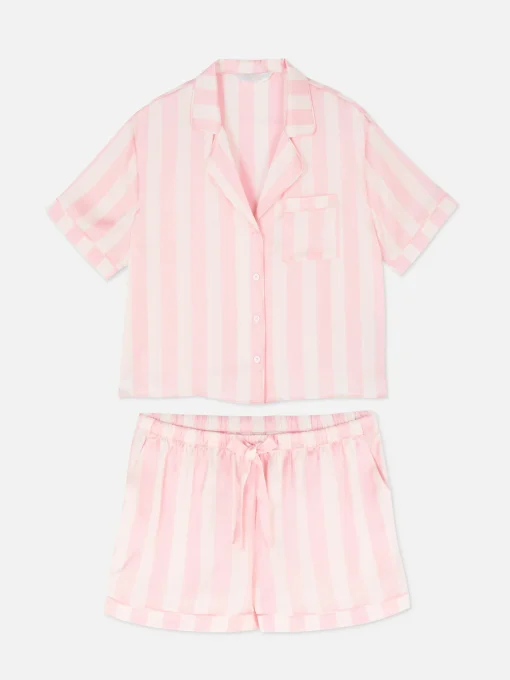 Satin Shirt & Shorts Pajama Set