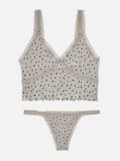 Seamless Pointelle Cami And Thong Set