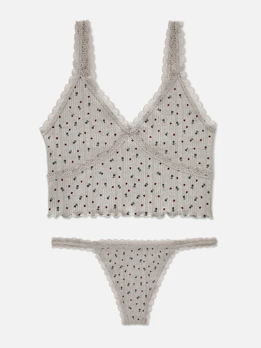 Seamless Pointelle Cami And Thong Set
