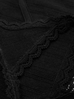 Seamless Pointelle Longline Bralette And Thong Set
