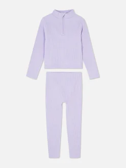 Seamless Ribbed Top And Leggings Set