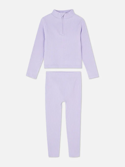 Seamless Ribbed Top And Leggings Set