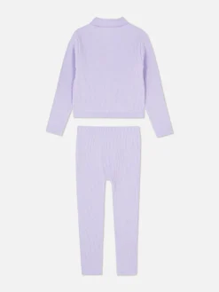 Seamless Ribbed Top And Leggings Set