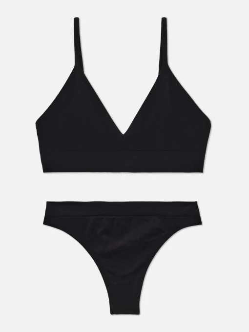 Seamless Triangle Bralette And Thong Set